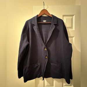 Lands' End Women's Fine Gauge Cotton Button Front Blazer Sweater (16W 18W)